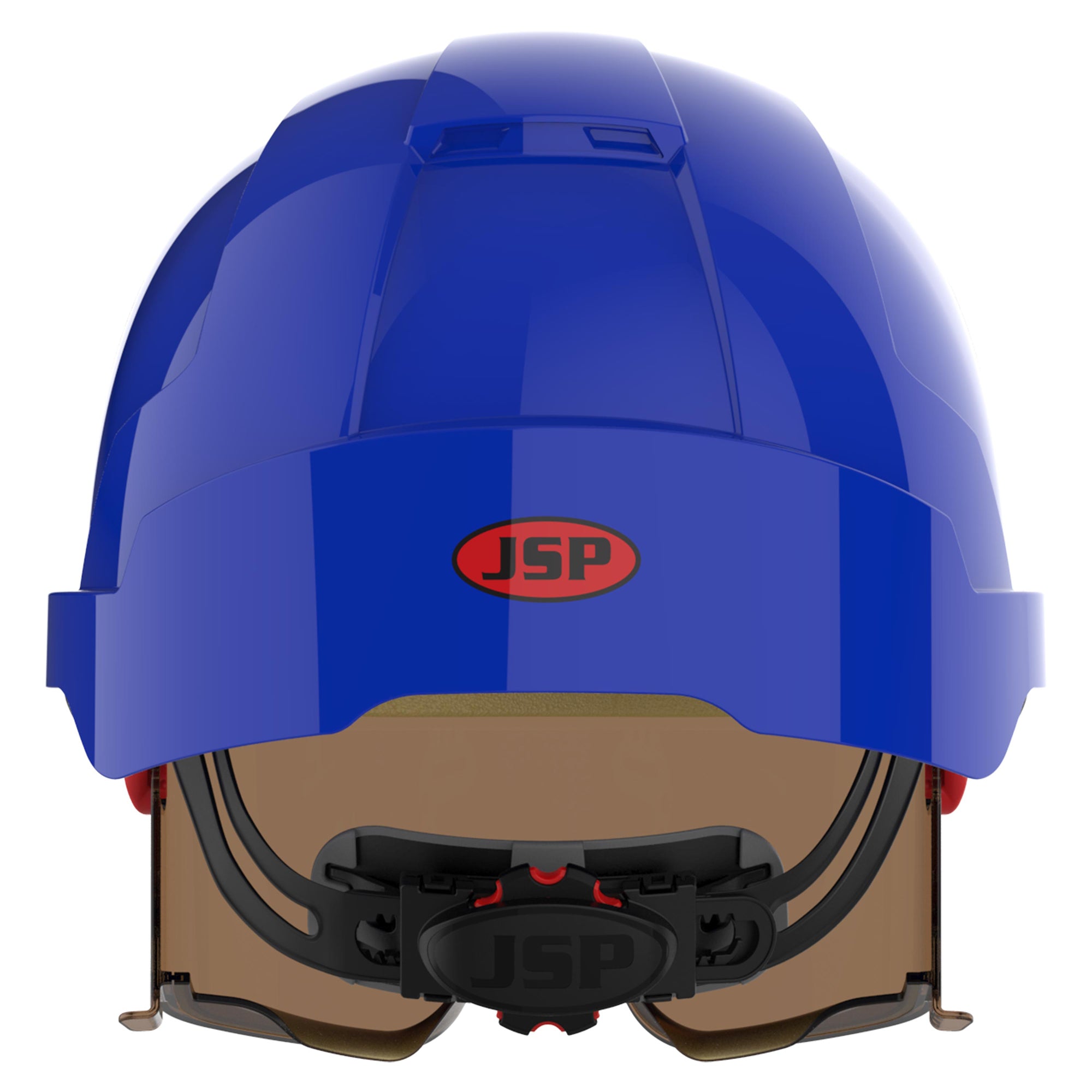 JSP EVO VISTAlens Safety Helmet - Indoor / Outdoor - Wheel Ratchet - Blue / Smoke