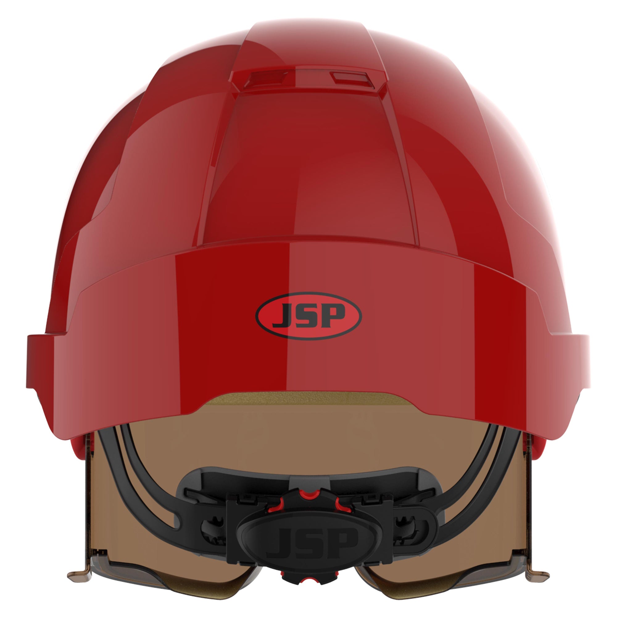 JSP EVO VISTAlens Safety Helmet - Indoor / Outdoor - Wheel Ratchet - Red / Smoke
