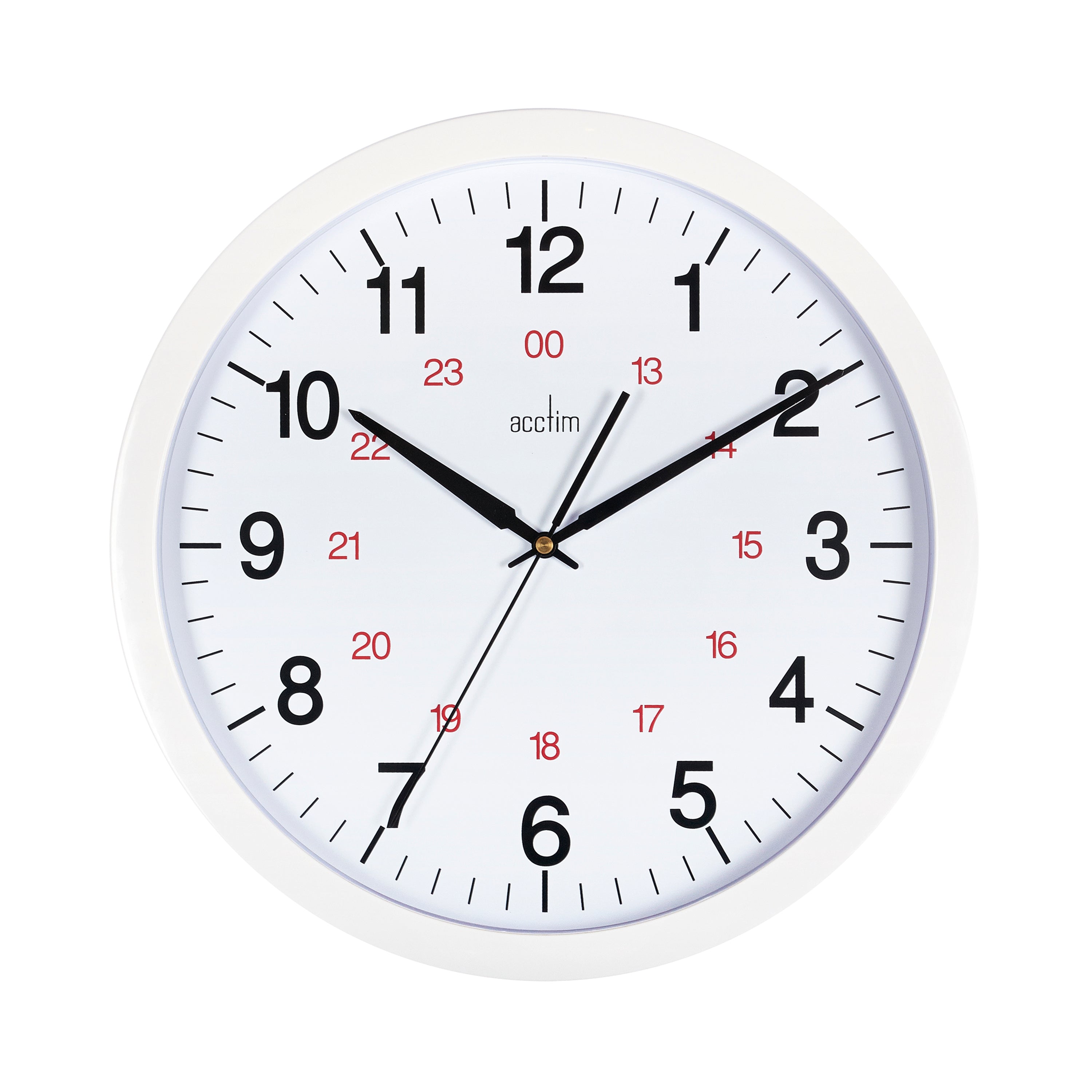 Acctim Metro 24 Hour Plastic Wall Clock 355mm White 21202