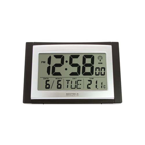 Acctim Stratus Radio Controlled LED Wall/Desk Clock Black/Silver 74053