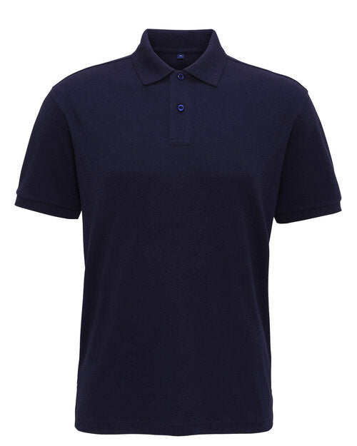 Top-down view of the navy blue Asquith and Fox men's super smooth knit polo, model AQ005.