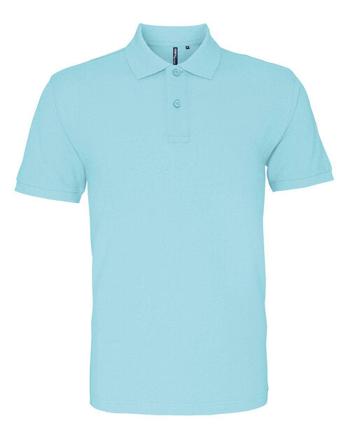 A bone-colored Asquith and Fox men's classic fit cotton polo AQ010, shot from above.