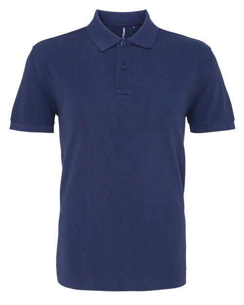 Denim blue Asquith and Fox men's classic fit cotton polo AQ010, shown in a top-down flat lay.
