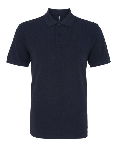 A french navy Asquith and Fox men's classic fit cotton polo AQ010, presented in a flat lay.