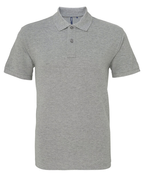 Heather grey Asquith and Fox men's classic fit cotton polo AQ010, viewed from the front.