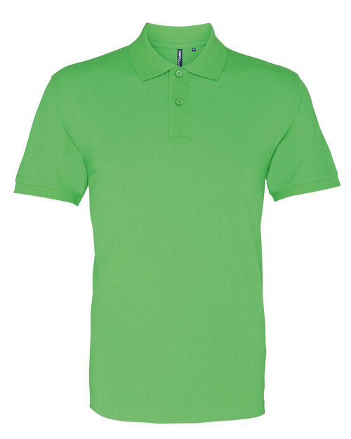 A zesty lime green Asquith and Fox men's classic fit cotton polo AQ010, viewed top-down.