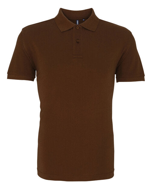 Mocha brown Asquith and Fox men's classic fit cotton polo AQ010, laid flat.