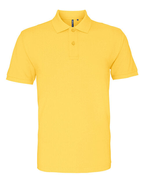 Asquith and Fox men's classic fit cotton polo AQ010 in a bold mustard yellow, laid flat.
