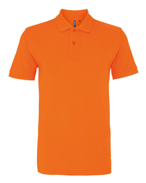 Men's classic fit cotton polo AQ010 by Asquith and Fox in bright orange, displayed in a flat lay.