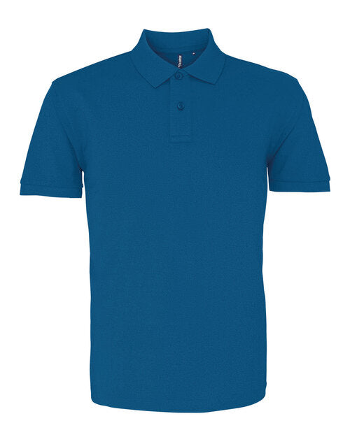 Peacock blue Asquith and Fox men's classic fit cotton polo AQ010, laid flat.