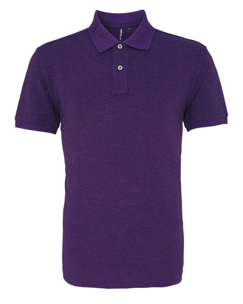 Purple heather Asquith and Fox men's classic fit cotton polo AQ010, displayed in a flat lay.