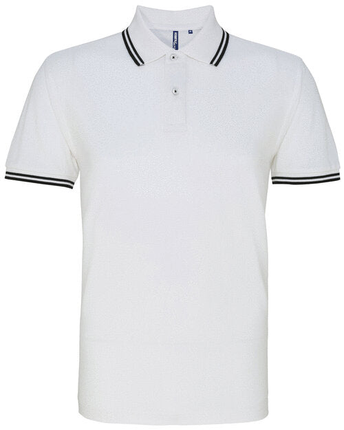 White Asquith and Fox men's classic fit tipped polo AQ011 with black tipping for a monochrome look.