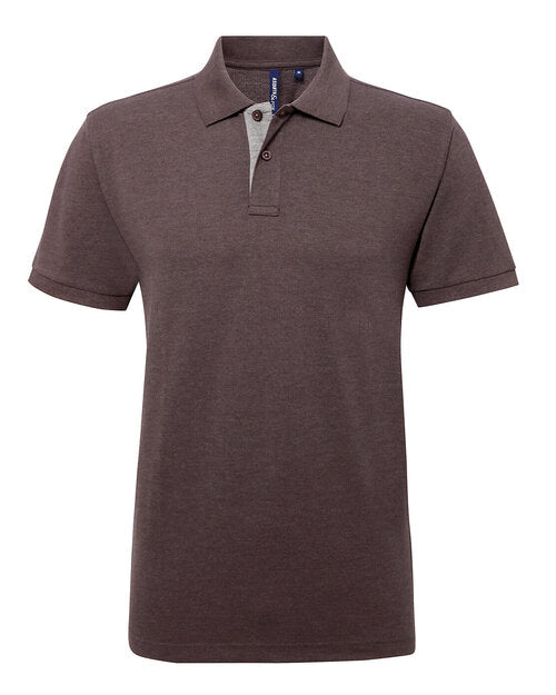 A charcoal and heather grey Asquith and Fox men's contrast polo shirt AQ012, shot from above.