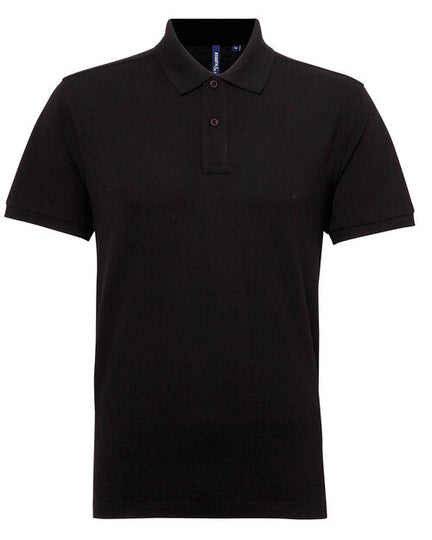 Flat lay of the black Asquith and Fox men's polycotton blend polo, model AQ015.