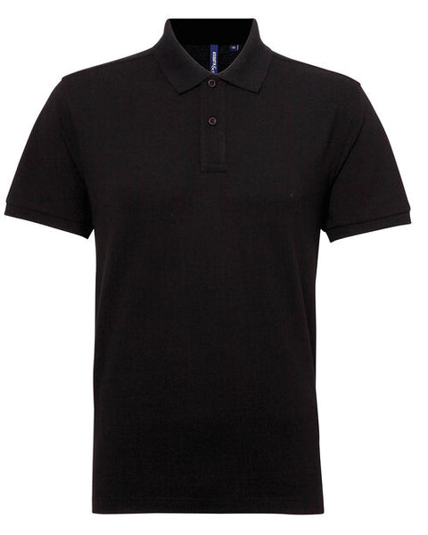 Flat lay of the black Asquith and Fox men's polycotton blend polo, model AQ015.