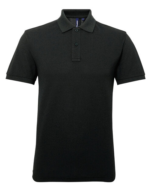 A bottle green Asquith and Fox men's polycotton blend polo AQ015, laid flat.