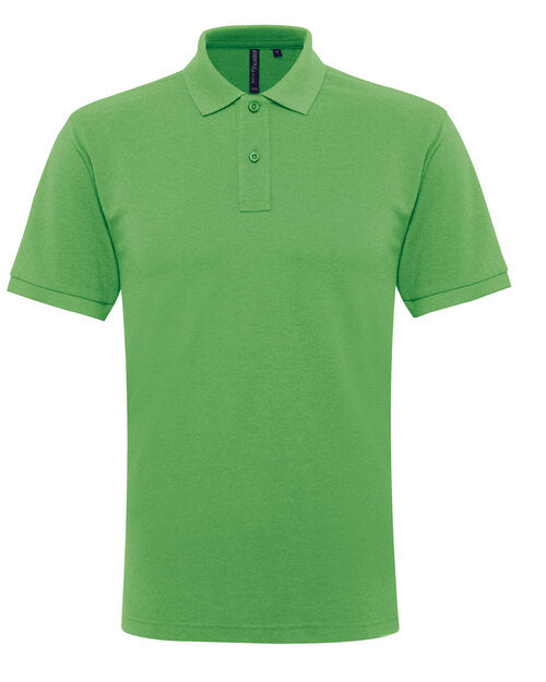 Vivid kelly green Asquith and Fox men's polycotton blend polo AQ015, laid flat.