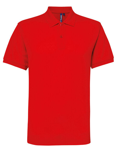 A bold red Asquith and Fox men's polycotton blend polo AQ015, viewed from above.
