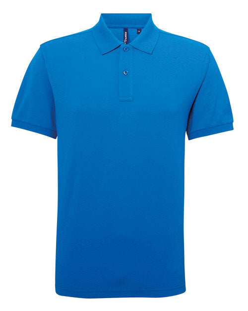 Sapphire blue Asquith and Fox men's polycotton blend polo AQ015, shown in a flat lay.