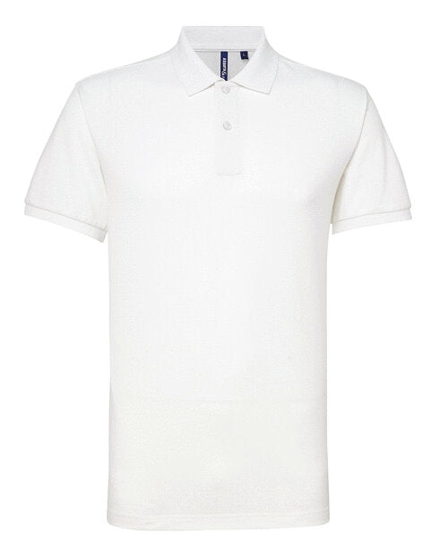 A crisp white Asquith and Fox men's polycotton blend polo AQ015, shown in a clean flat lay.