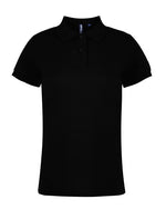 A black Asquith and Fox ladies' classic fit cotton polo shirt from the AQ020 collection.