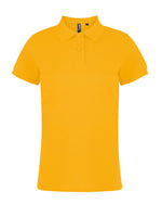 Sunflower yellow Asquith and Fox ladies' classic fit cotton polo shirt AQ020, seen top-down.