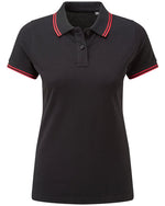 Asquith And Fox Ladies Classic Fit Tipped Polo Shirt - thumbnail 3