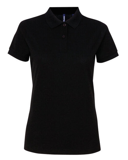 Black Asquith and Fox ladies' polycotton blend polo AQ025, shown in a flat lay.