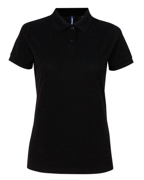 Black Asquith and Fox ladies' polycotton blend polo AQ025, shown in a flat lay.