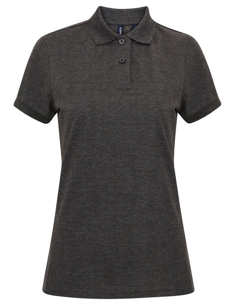 A versatile charcoal grey Asquith and Fox ladies' polycotton blend polo AQ025, seen top-down.