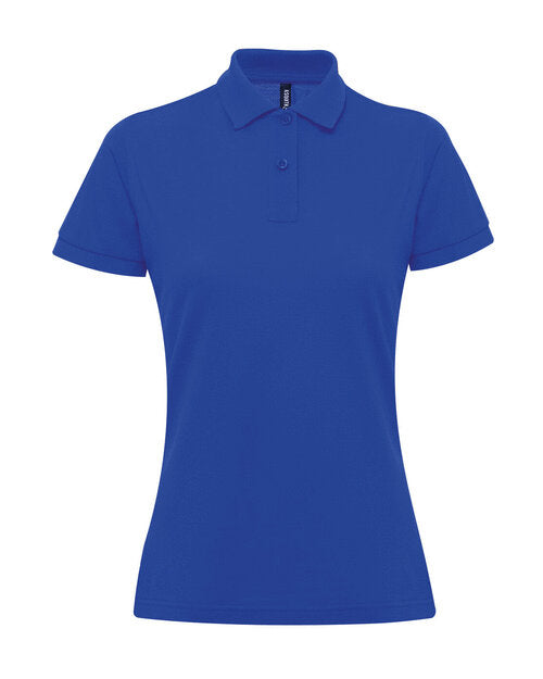 Classic navy blue Asquith and Fox ladies' polycotton blend polo AQ025, in a flat lay.