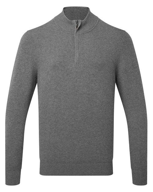 Asquith And Fox Mens Cotton Blend 1/4 Zip Sweater