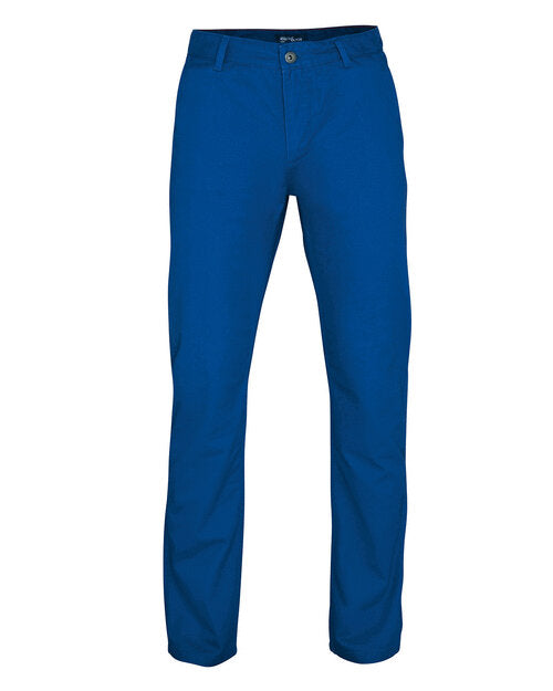 Bright royal blue Asquith and Fox men's cotton chinos AQ050, shown in a studio flat lay.