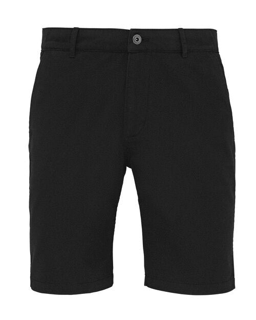 A detailed flat lay of the black Asquith and Fox men's classic fit shorts, model AQ051.