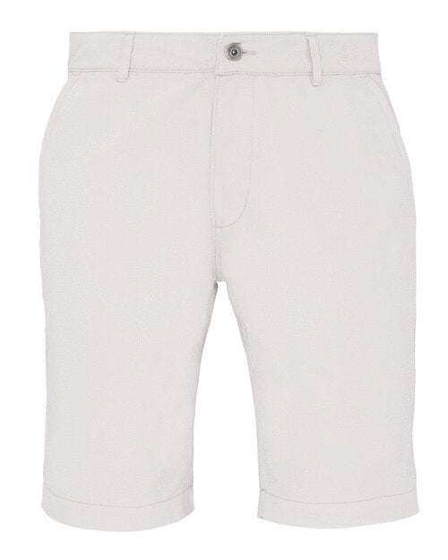 Crisp white Asquith and Fox men's classic fit shorts AQ051, presented in a clean flat lay.