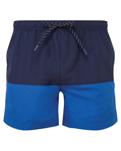 Navy blue Asquith and Fox block colour swim shorts AQ056 with a contrasting royal blue waistband.