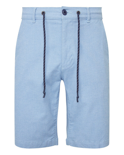 Flat lay of Asquith and Fox men's everyday chino shorts AQ057 in a classic blue, highlighting the texture and stitching.