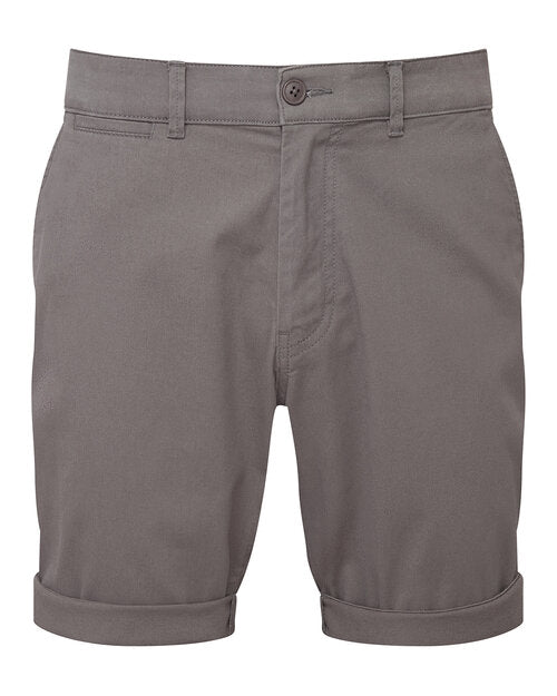 Asquith and Fox men's lightweight chino shorts AQ058 in a stylish sage green, viewed from above in a flat lay.