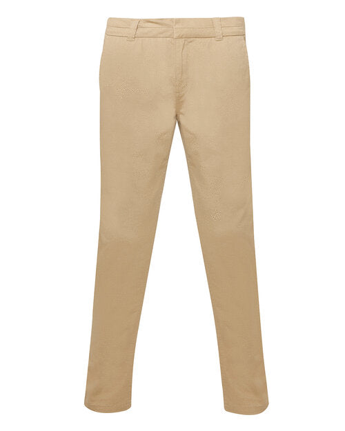 Flat lay of the khaki-colored Asquith and Fox ladies' classic fit chino trousers, model AQ060.