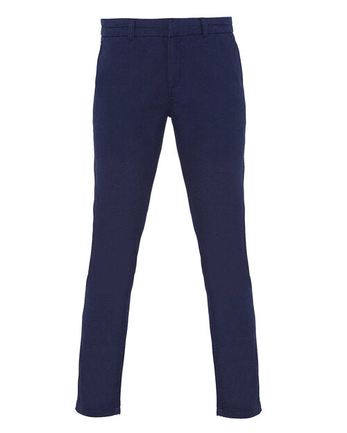 Deep navy blue Asquith and Fox ladies' classic fit chino trousers AQ060, shown in a studio flat lay.