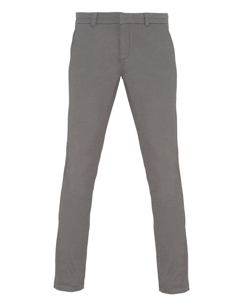 A flat lay image of Asquith and Fox ladies' classic fit chinos AQ060 in a subtle sage green.