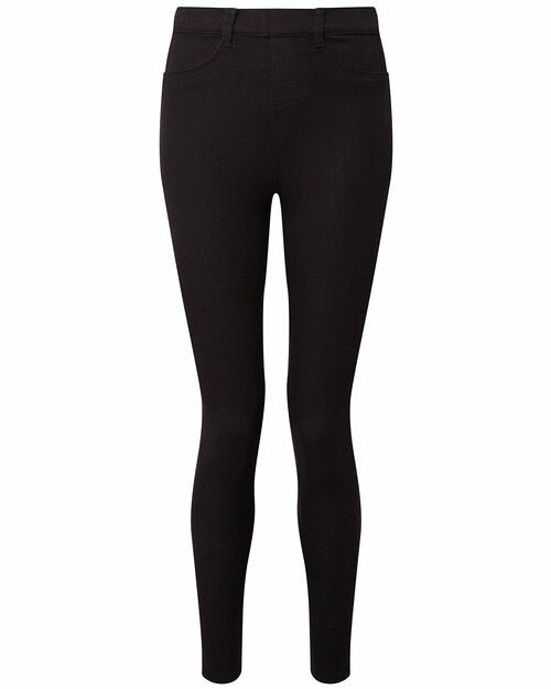 Asquith and Fox ladies' jeggings AQ062 in a solid black, shown in a neatly folded flat lay.