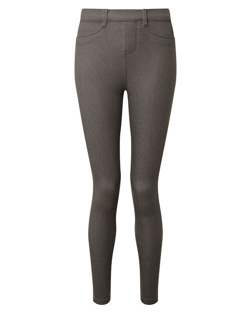 Studio flat lay of the sage green Asquith and Fox ladies' jeggings, model AQ062.