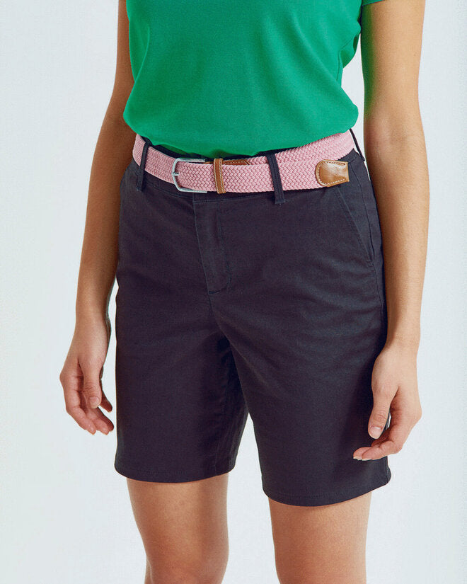 Multiple pairs of the Asquith and Fox women's lightweight chino shorts AQ068 shown in different colors.