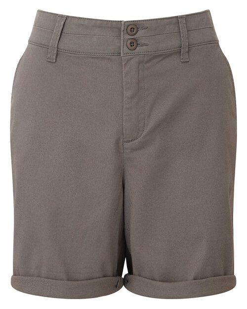 Sage green Asquith and Fox women's lightweight chino shorts AQ068, presented in a front-facing flat lay.