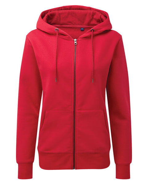 Flat lay of the charcoal grey Asquith and Fox ladies' zip-through organic hoodie, model AQ081.