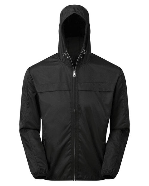 Black Asquith and Fox men's lightweight shell jacket AQ201, laid flat to highlight its streamlined design.