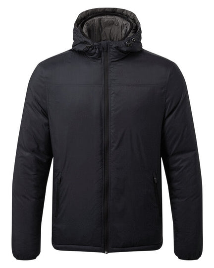 Asquith and Fox men's padded wind jacket AQ203 in navy and charcoal, laid flat to show the color blocking.