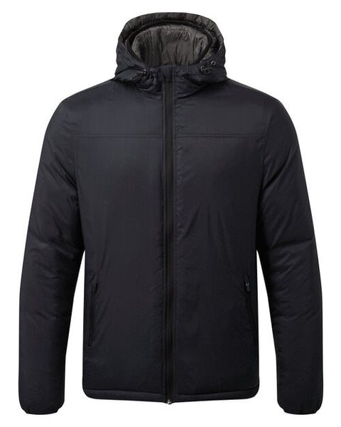 Asquith and Fox men's padded wind jacket AQ203 in navy and charcoal, laid flat to show the color blocking.