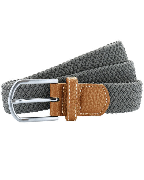 Flat lay of the sage green Asquith and Fox braid stretch belt AQ900, highlighting its woven design.